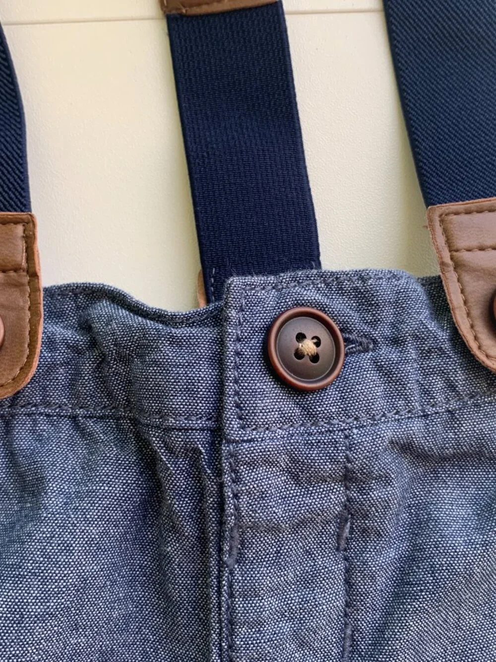 Gymboree Boy Seersucker Blue Stripe Short Suspender Overall Size 0-3 months